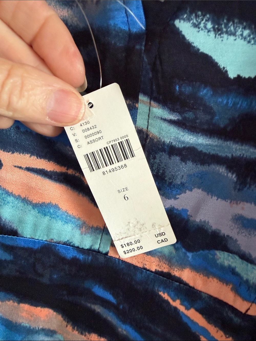 Maeve Black V-neck Maxi Dress Watercolor size 6 NWT - Picture 10 of 14